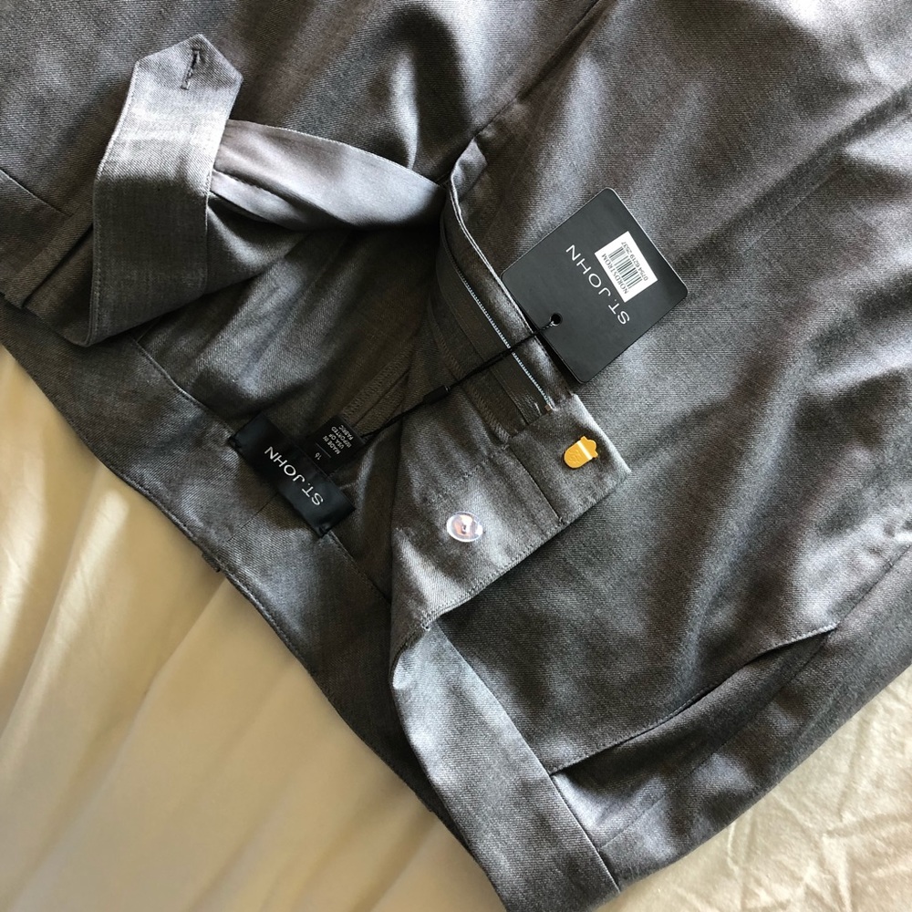 Sz 16 St. John Annabel slacks pants grey unhemmed - Picture 2 of 5